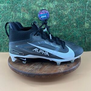 Nike Men's 10 Alpha Menace Elite 4 Black Detachable Football Cleats HF4550-001
